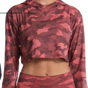 Athleta Pink Camouflage Crop Hoodie Size XS